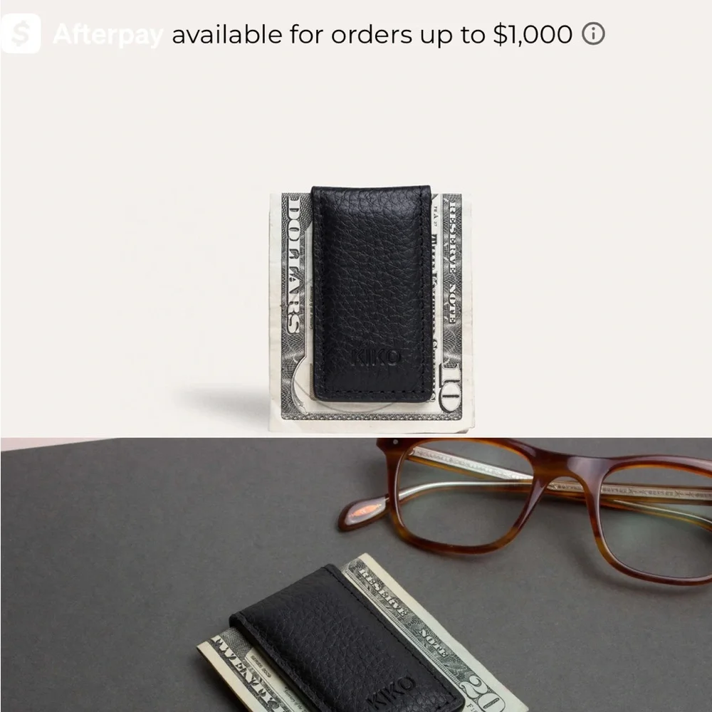 Black Leather Money Clip
